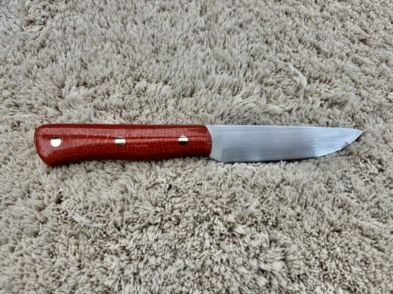 Kitchen paring knife with Sedona colored micarta handles - rear view