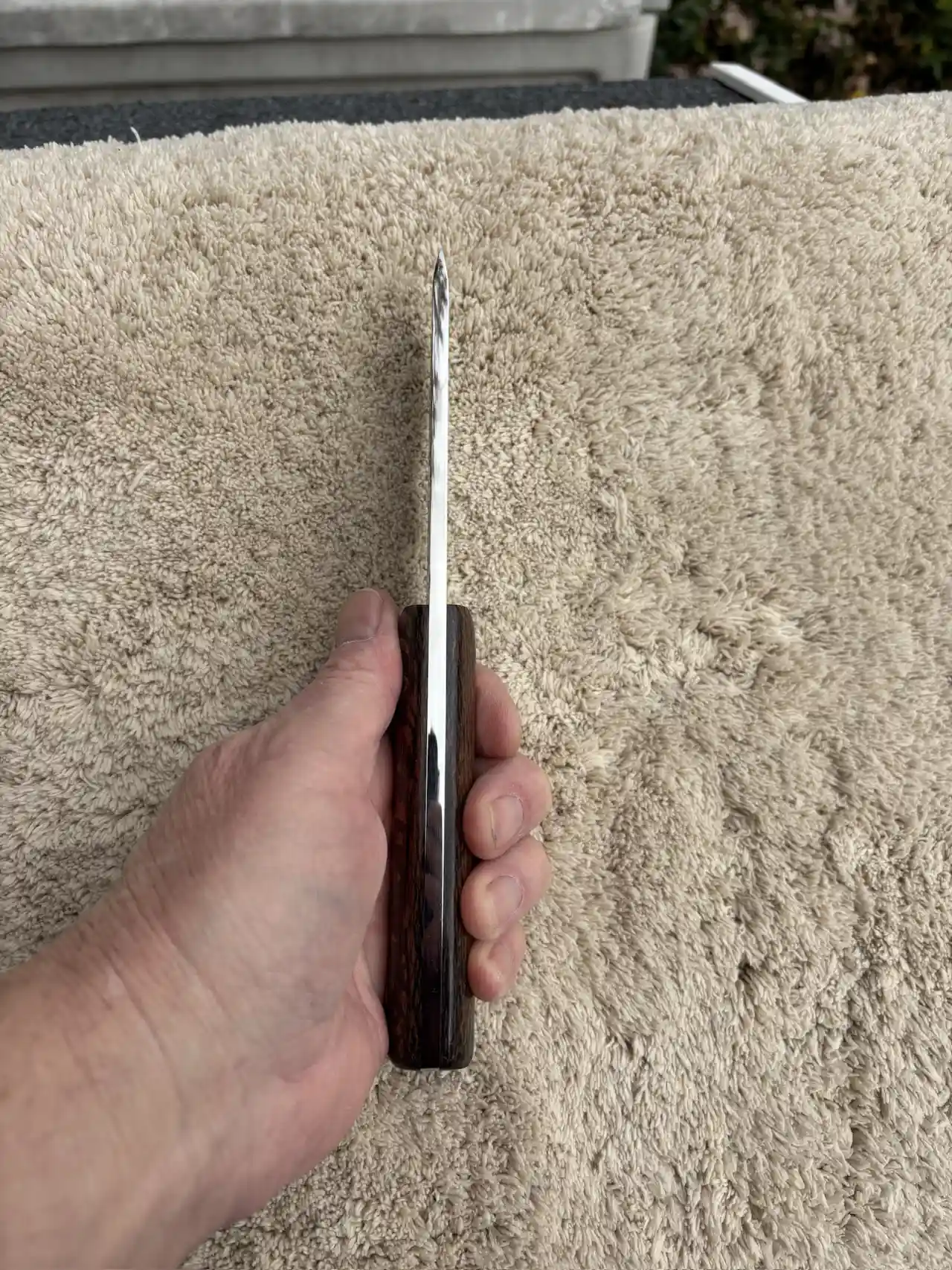 Bushcrasft knife with leopardwood handles - spine view