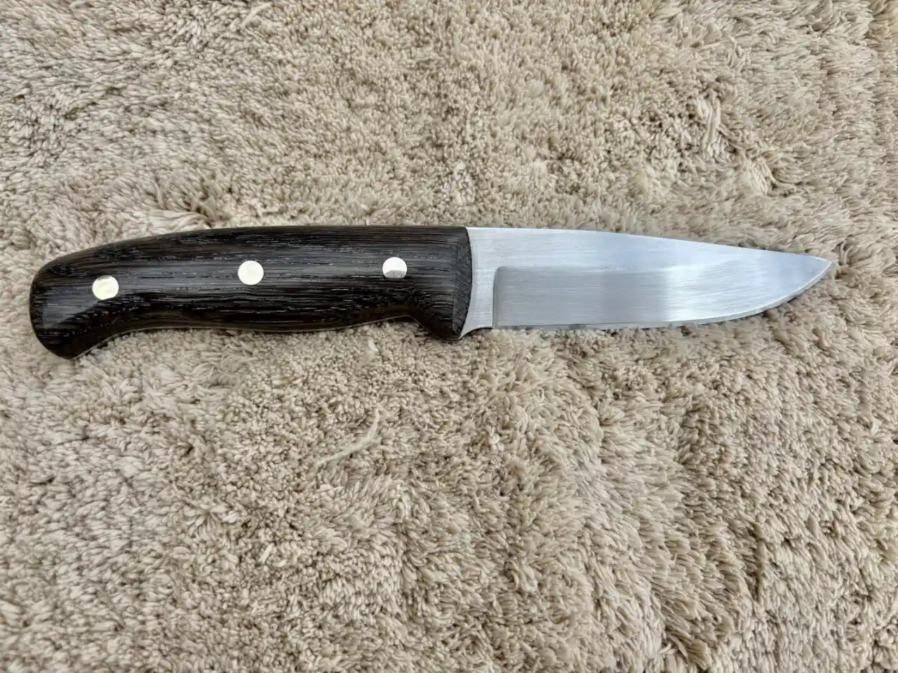 Bushcraft knife with bog oak handles - rear view